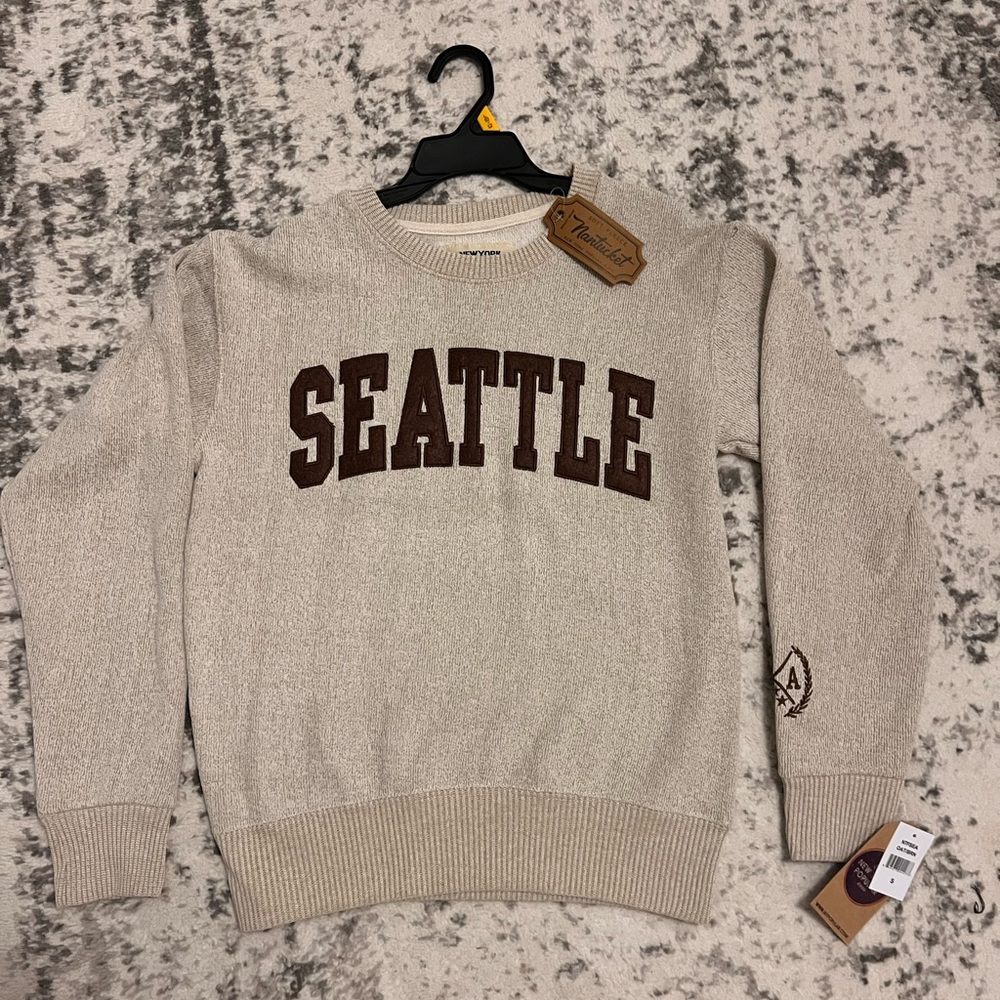 Seattle Beige Crew Neck Sweater